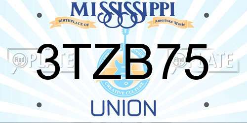 3TZB75 Mississippi License Plate