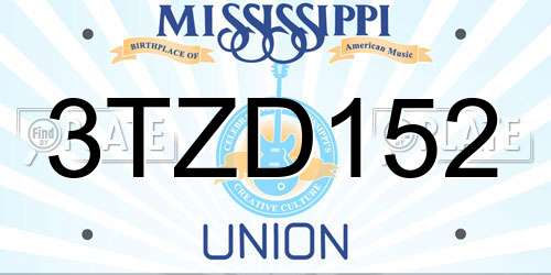 3TZD152 Mississippi License Plate
