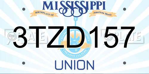 3TZD157 Mississippi License Plate