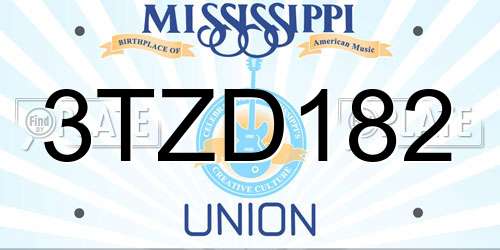 3TZD182 Mississippi License Plate