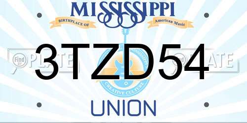 3TZD54 Mississippi License Plate