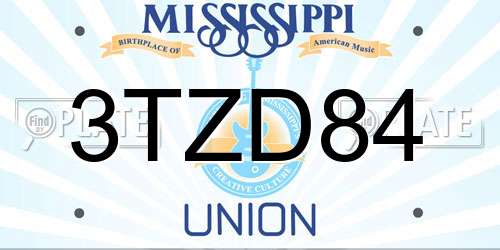 3TZD84 Mississippi License Plate