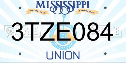 3TZE084 Mississippi License Plate