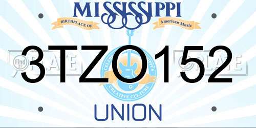 3TZO152 Mississippi License Plate