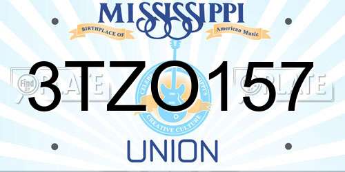 3TZO157 Mississippi License Plate