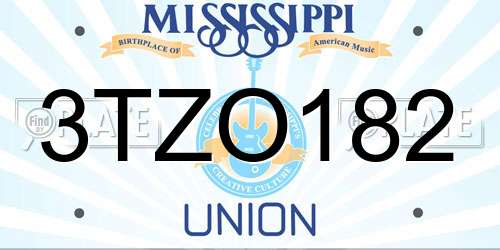 3TZO182 Mississippi License Plate