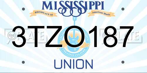 3TZO187 Mississippi License Plate