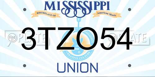 3TZO54 Mississippi License Plate