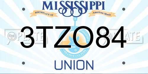 3TZO84 Mississippi License Plate