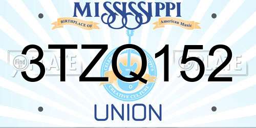 3TZQ152 Mississippi License Plate