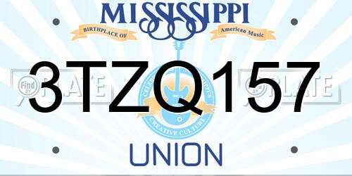3TZQ157 Mississippi License Plate
