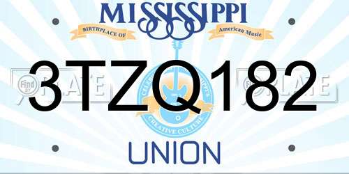 3TZQ182 Mississippi License Plate