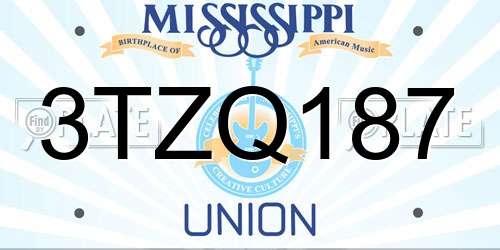 3TZQ187 Mississippi License Plate