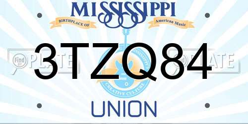 3TZQ84 Mississippi License Plate