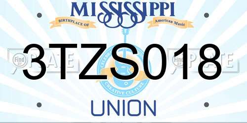 3TZS018 Mississippi License Plate