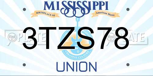 3TZS78 Mississippi License Plate