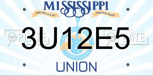 3U12E5 Mississippi License Plate