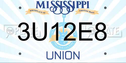 3U12E8 Mississippi License Plate