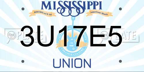 3U17E5 Mississippi License Plate