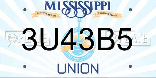 3U43B5 Mississippi License Plate