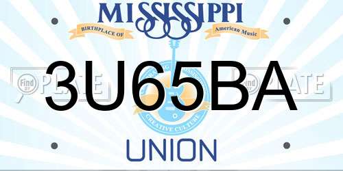 3U65BA Mississippi License Plate