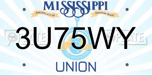 3U75WY Mississippi License Plate