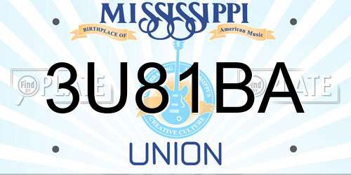 3U81BA Mississippi License Plate