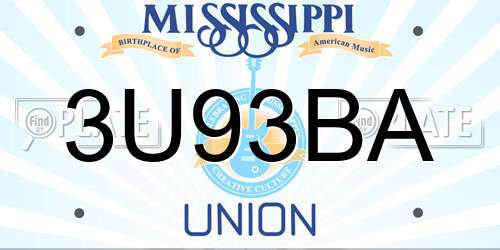 3U93BA Mississippi License Plate
