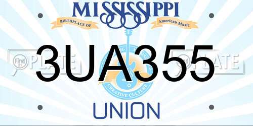 3UA355 Mississippi License Plate