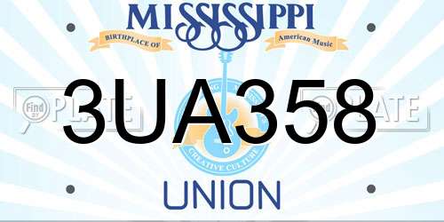 3UA358 Mississippi License Plate