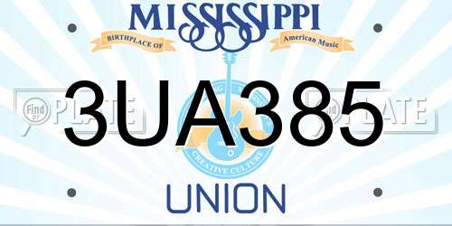 3UA385 Mississippi License Plate