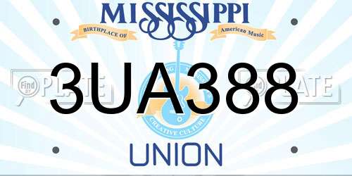 3UA388 Mississippi License Plate