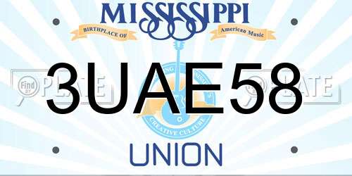 3UAE58 Mississippi License Plate