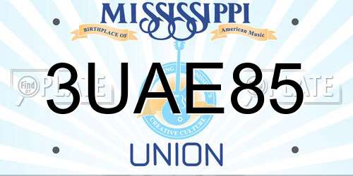 3UAE85 Mississippi License Plate