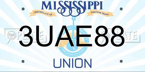 3UAE88 Mississippi License Plate