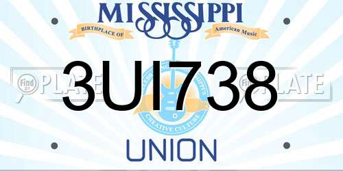 3UI738 Mississippi License Plate