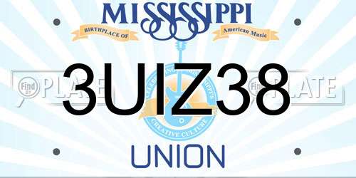 3UIZ38 Mississippi License Plate
