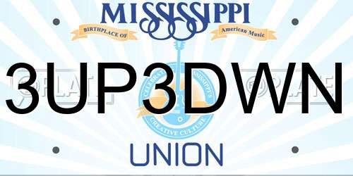 3UP3DWN Mississippi License Plate