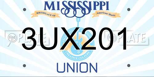 3UX201 Mississippi License Plate