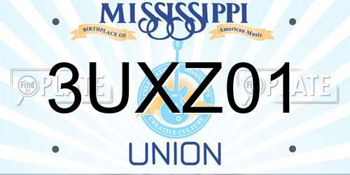 3UXZ01 Mississippi License Plate