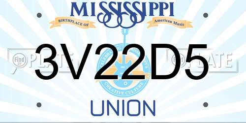 3V22D5 Mississippi License Plate