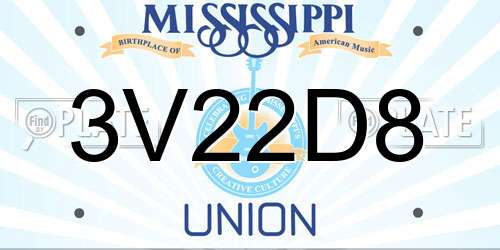 3V22D8 Mississippi License Plate