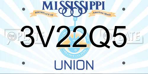 3V22Q5 Mississippi License Plate