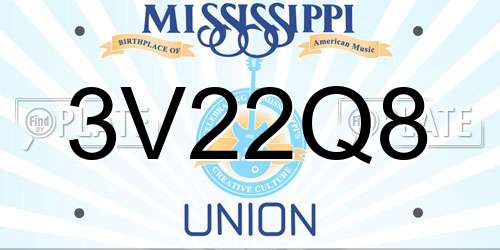 3V22Q8 Mississippi License Plate