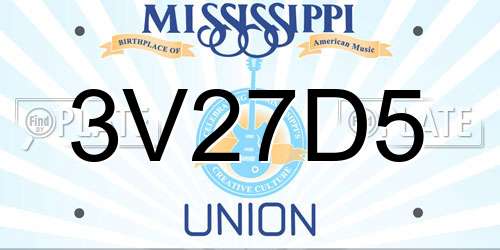 3V27D5 Mississippi License Plate