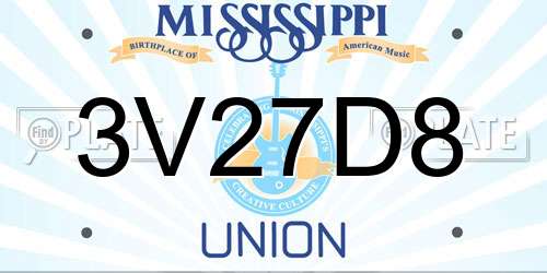 3V27D8 Mississippi License Plate