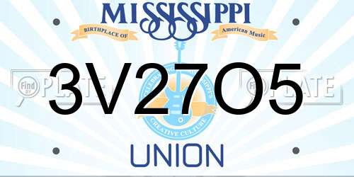 3V27O5 Mississippi License Plate