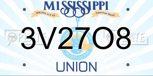 3V27O8 Mississippi License Plate