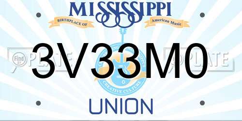 3V33M0 Mississippi License Plate