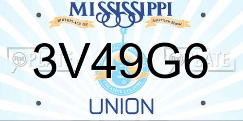 3V49G6 Mississippi License Plate
